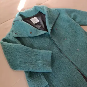 롱 코트 샤기 블루그린