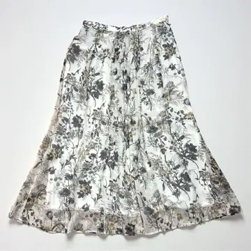 INTELLECTION40 (L) 플리츠 롱 스커트 뉘앙스 꽃무늬