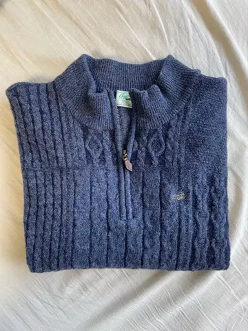 [ 새상품급 ] 크로커다일 하프 지퍼 울100% 니트 L 네이비