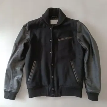 어반 리서치 iD 울 가죽 바시티 자켓 블랙