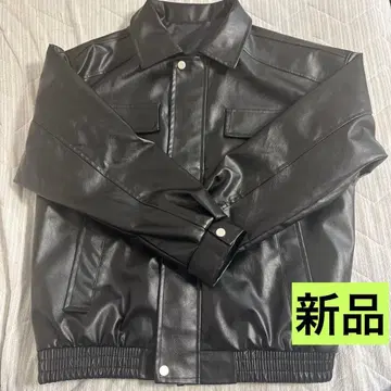 블랙 합성 피혁 자켓