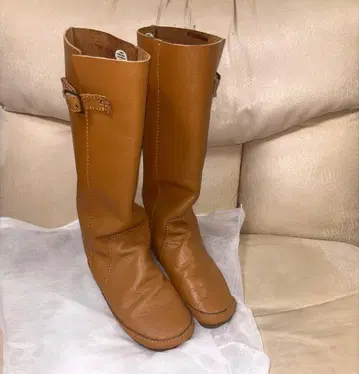 여성용 롱 부츠 카멜 천연 소재 [ M 사이즈 ]
