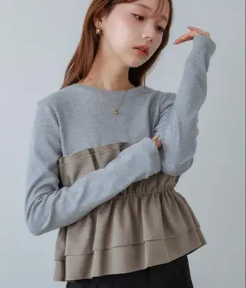 미사용 새상품! 택 포함! Bab 뷔스티에풍 레이어드 T셔츠 프릴 디자인