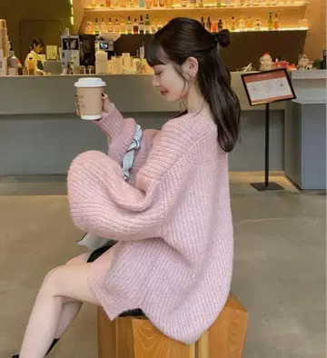 hinari 히나리 오버 사이즈 컬러 니트 핑크