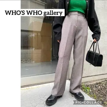 [ 공식 사이트 완판! ] 후즈후 갤러리 슬랙스 베이지 체크 플레어