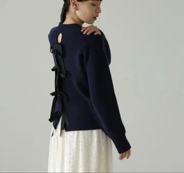 질스튜어트 백리본 니트 컬러 네이비