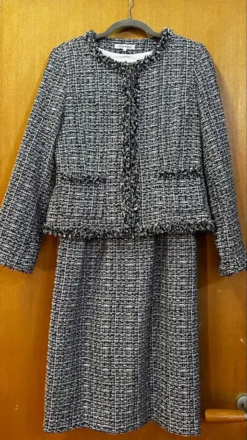 트위드 노카라 자켓 L & 원피스 M