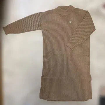 베이지 리브 롱 원피스