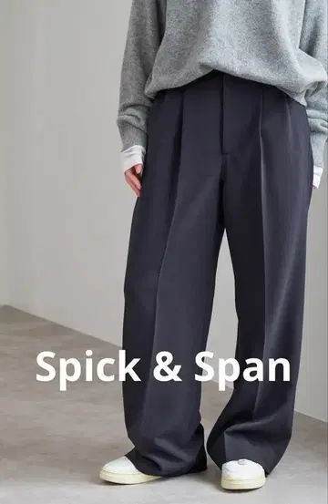 Spick & Span 더블 크로스 투 턱 팬츠 네이비 38 새상품