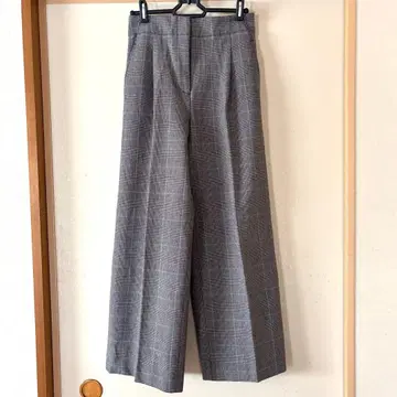 PLST 새상품급 체크 무늬 와이드 팬츠