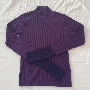 PUBLIC TOKYO 시어 슬리브 리브 니트 퍼플