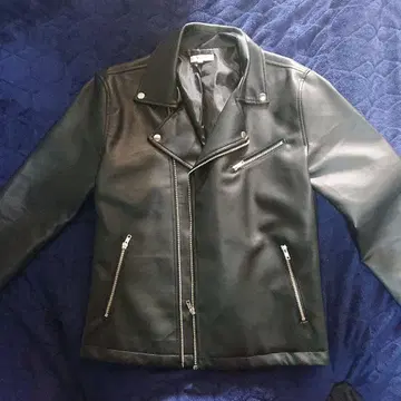 라이더 자켓 인조 가죽 L 사이즈 블랙