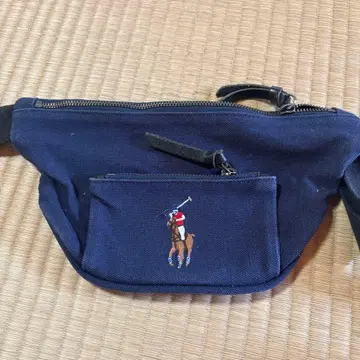 랄프 로렌 자수 네이비 숄더백