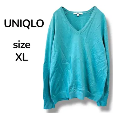 유니클로 UNIQLO V넥 스웨터 라이트 그린 XL 빅 사이즈 면