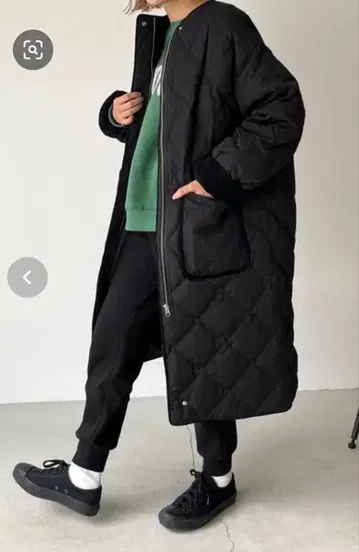 레드 촙 웍스 퀼팅 롱 코트 38 블랙