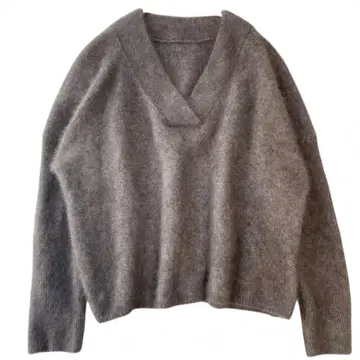 24AW NOBLE 퍼 니트 V넥 풀오버 라쿤 브라운 새상품급