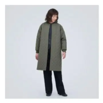 MUJI 스모키 그린 발수 퀼팅 코트 L