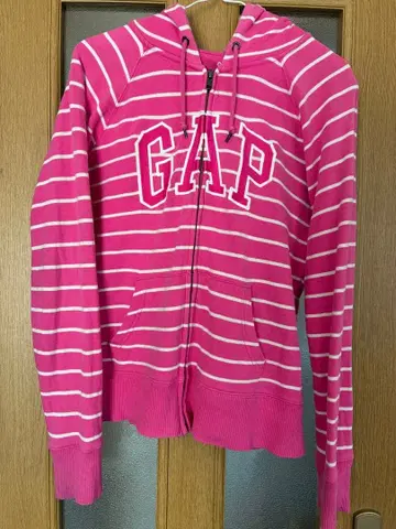 GAP 스트라이프 핑크 지퍼 후드티 M 헤이세이 y2k 갸루 그런지