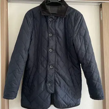 네이비 퀼팅 자켓 코듀로이 옷깃