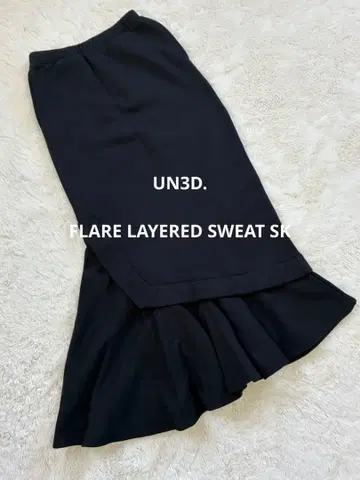UN3D. 플레어 레이어드 맨투맨 스커트 블랙 36