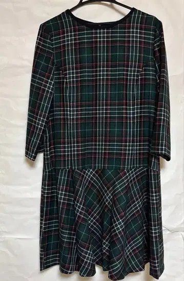 쿠미쿄쿠 체크 긴팔 원피스