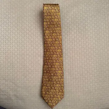 GINZA TAYA 돼지 패턴 골드 넥타이