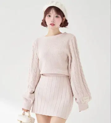 darich 하트 오픈 니트 미니 원피스 핑크