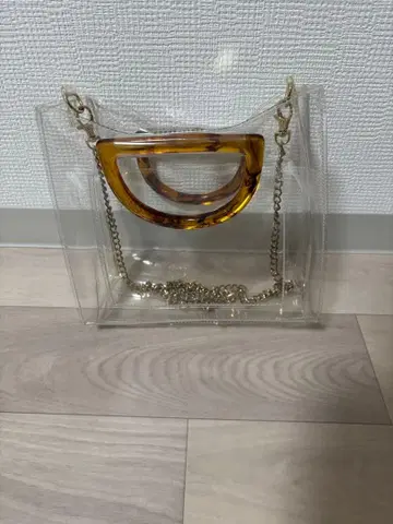클리어 숄더백 토터스 쉘 핸들