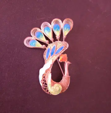 빈티지 중국 칠보 브로치