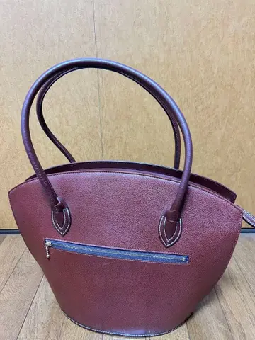 버건디 합성 피혁 토트백