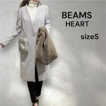 BEAMS HEART 노카라 코트 체스터 코트 S 사이즈