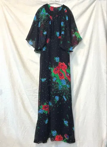 vintage 롱 드레스 블랙 꽃무늬 원피스