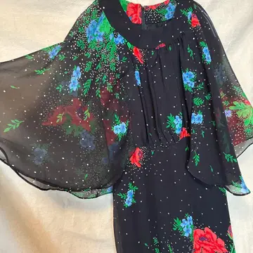 vintage 롱 드레스 블랙 꽃무늬 원피스