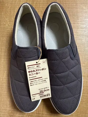 MUJI 솜 슬립온 스니커즈 26.0cm 차콜 그레이