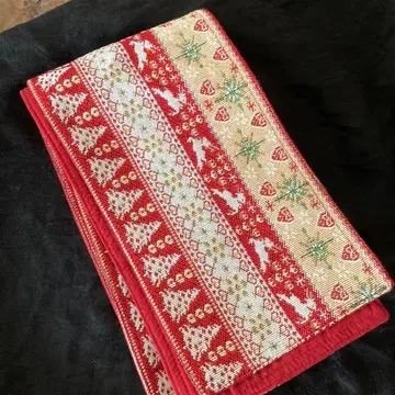 고블랑 직조 리메이크 크리스마스 무늬 반폭 오비