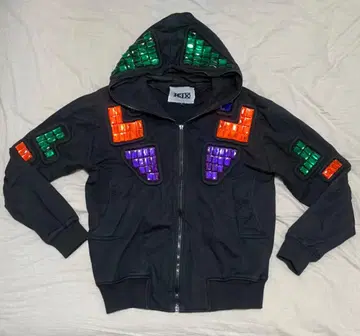 KTZ 비쥬 장식 집업 후드티 블랙