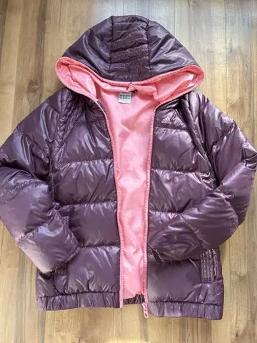 adidas 다운 자켓 퍼플/핑크 후드 부착