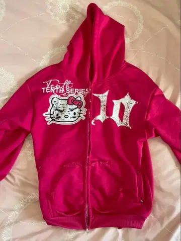 헬로 키티 갸루 스타일 후드티 핑크 Y2k