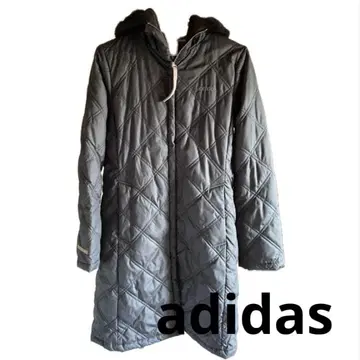 adidas 블랙 보아 후드 퀼팅 롱 코트