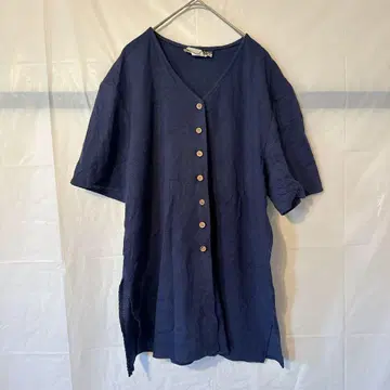 새상품급 NOTATIONS 네이비 버튼 V넥 [ M ] 반팔 여름옷