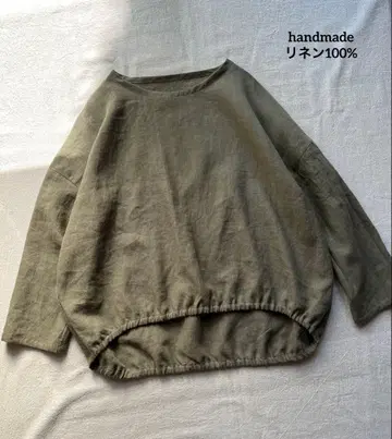 핸드메이드 뒷면이 살짝 내려가는 루즈핏 풀오버 린넨 100% 기장 짧음
