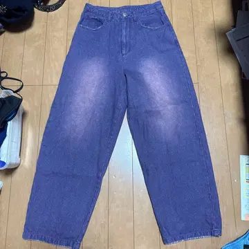 PICSAS 빈티지 와이드 데님 팬츠 퍼플