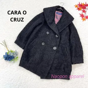 CARA O CRUZ 모헤어풍 부클 울 혼방 코트 블랙 M 레리안