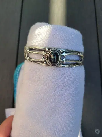 실버 오픈 뱅글 오닉스 포함