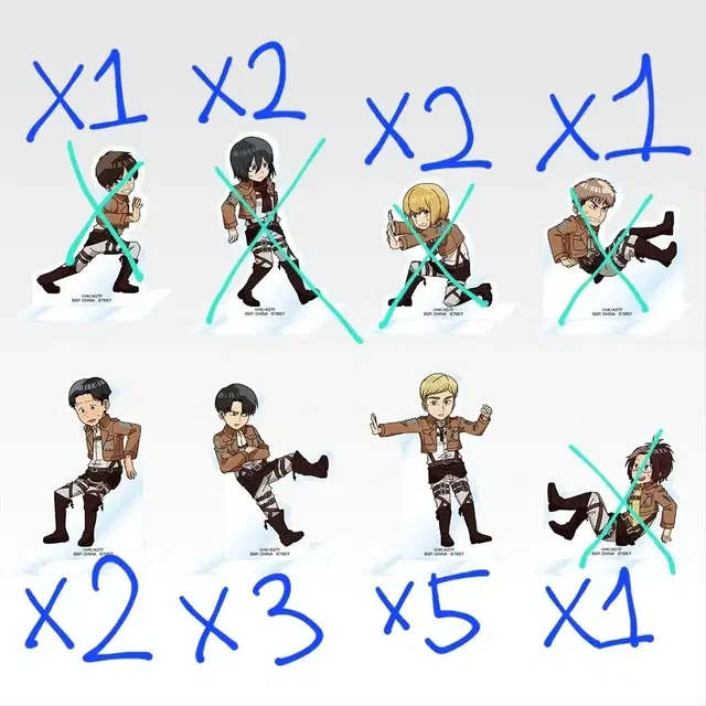 진격의 거인 H상 미니 아크릴 스탠드 리바이엘빈마르코