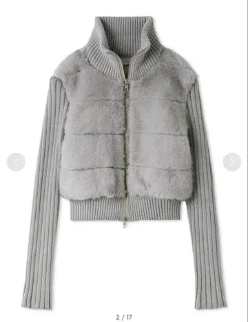 [ 미개봉 새상품 ] SNIDEL 퍼 니트 블루종 GRY