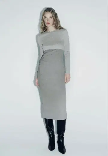 ZARA 절개 개더 롱 원피스