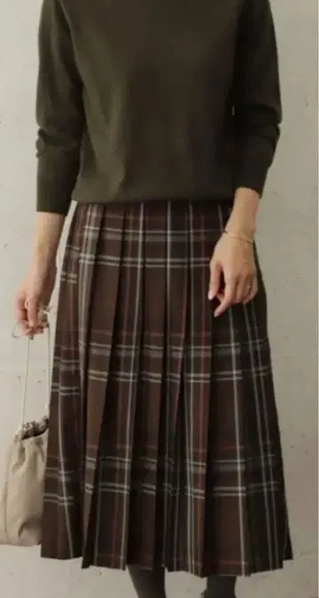 URBAN RESEARCH DOORS 컬러 체크 플리츠 롱 스커트