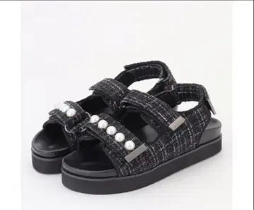 펄 포인트 트위드/퀼팅 샌들