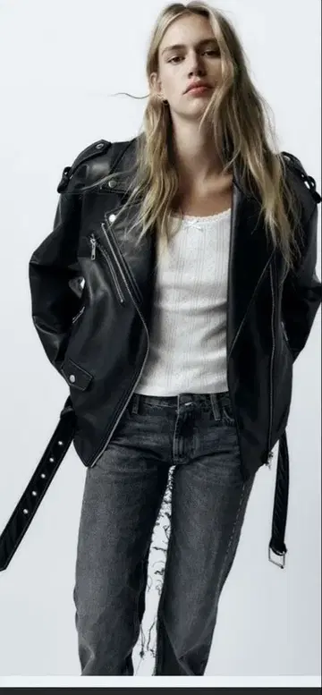 할인 ZARA 블랙 가죽 더블 라이더 자켓